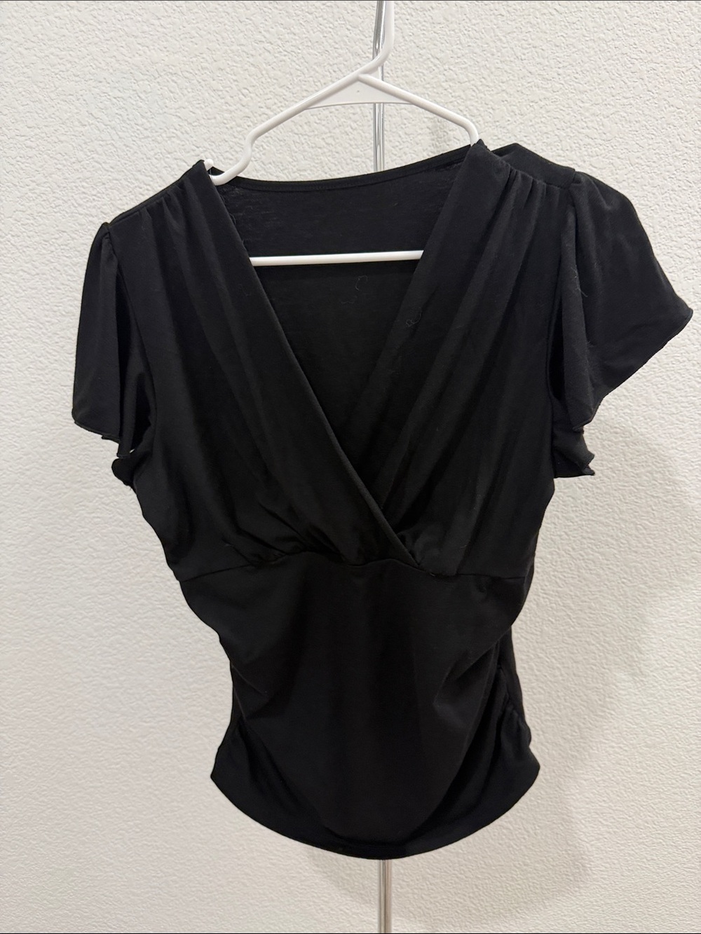 🎉SALE!!! NWOT - Black V-Neck Draped Wrap Blouse